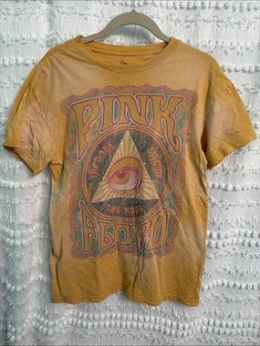 Pink Floyd Yellow-Orange Kids Graphic Tee with Psychedelic Print